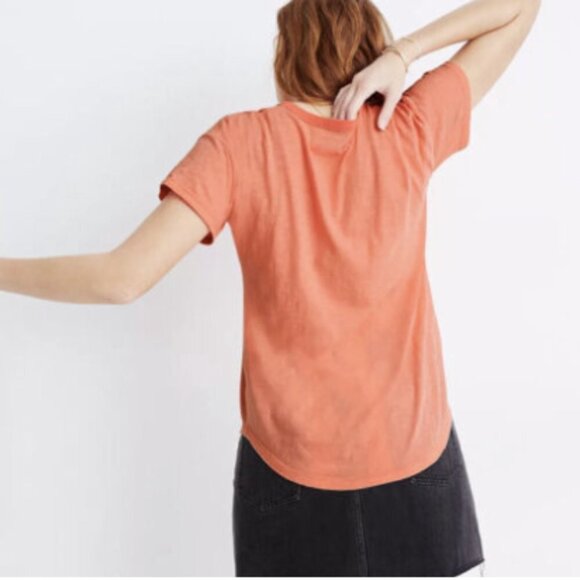 Madewell Women's Organic Blend Crew Neck Orange T-Shirt Size Medium - Picture 10 of 10